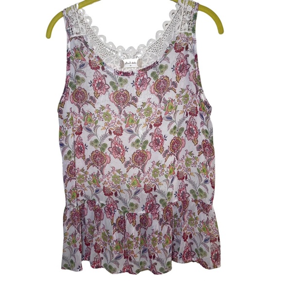 Altar'd State Crochet Back Detail Floral Tank Top Size Medium Boho Summer - Picture 1 of 7